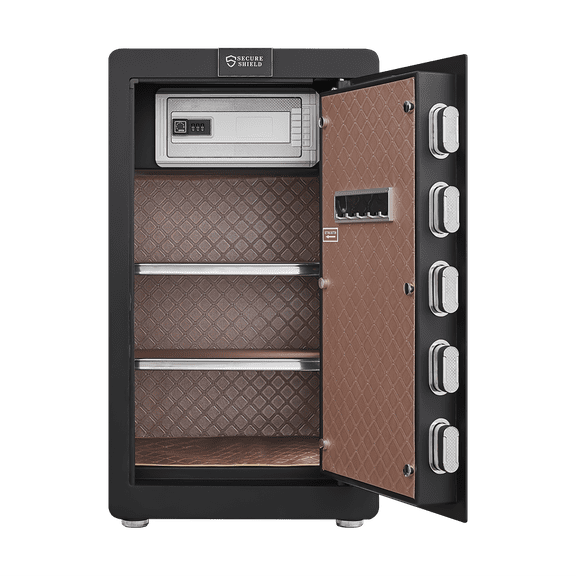 Security Electronic Steel Home Safe, Anti-Theft Digital Security Lock Box with Smart Alert System, Removable Shelf, Mute Function, Personal Document Safes for Money Jewelry