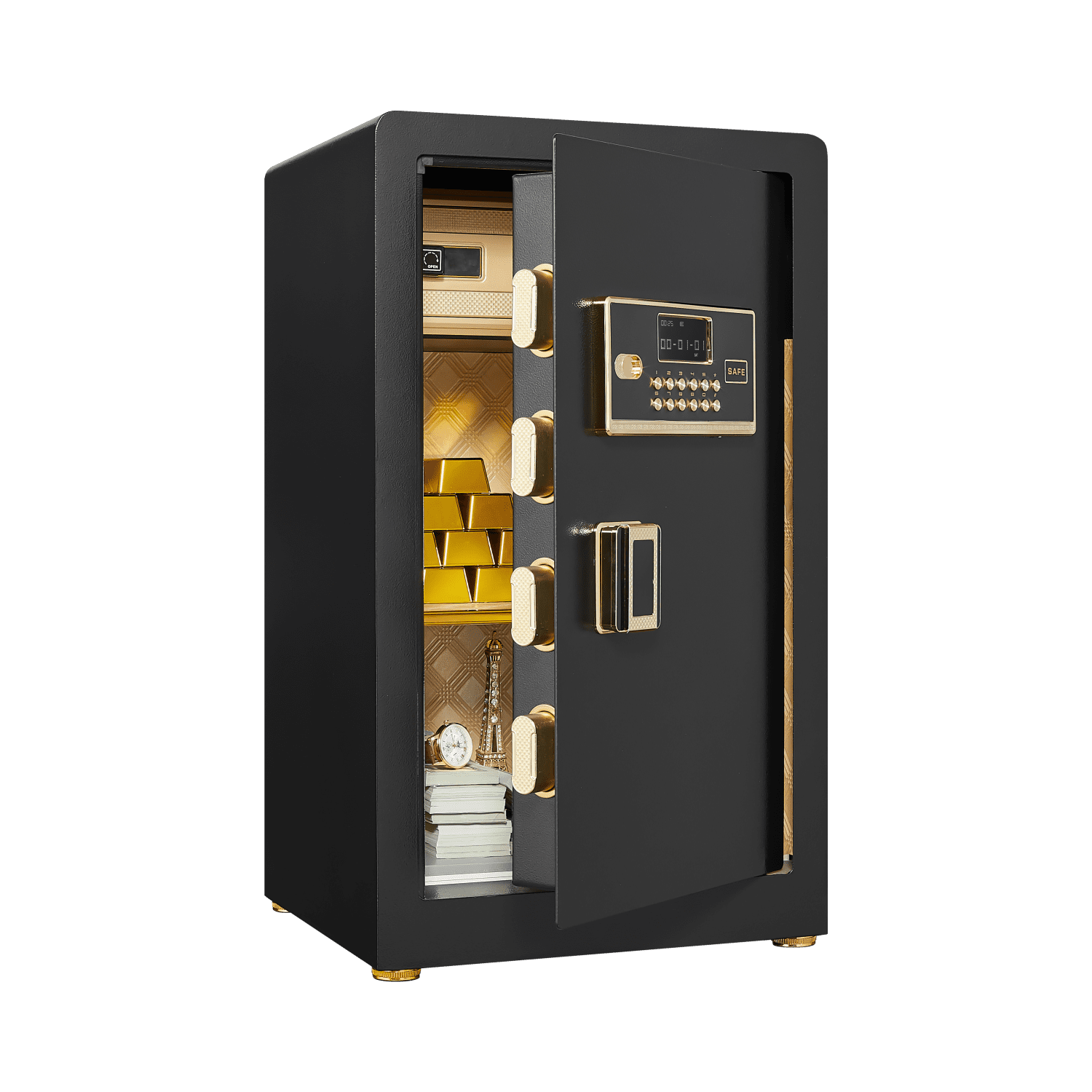 Security Electronic Steel Home Safe, Anti-Theft Digital Security Lock Box with Smart Alert System, Removable Shelf, Mute Function, Personal Document Safes for Money Jewelry