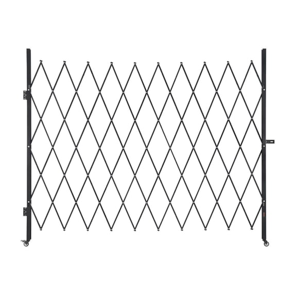 Security Gate Folding Lockable, 94.5"x86.8", Steel Scissor Gate with Casters - Outdoor Barricade for Entry, Garage, Warehouse, Pool Safety