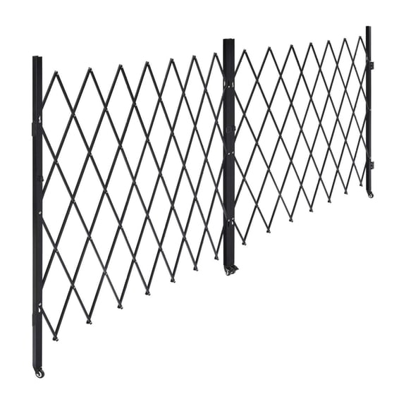 Security Gate, Retractable Steel Barricade - Lockable Scissor Gate with Casters, 145.67 x 86.81 in, for Entry, Garage, Warehouse, Pool Security