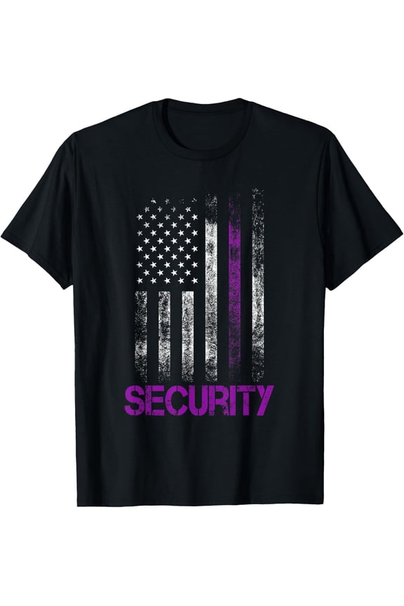 Security Guard Gifts Officer Thin Purple Line American Flag T-Shirt100% pure cotton short-sleeved shirt for both men and women