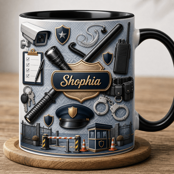 Security Guard Mug 2D Printed 3D Effect Personalized Protection Officer Gift