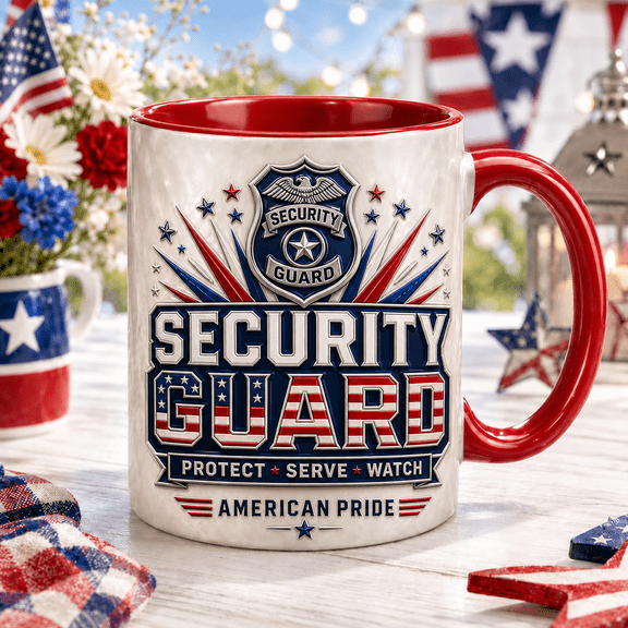 Security Guard Mug Patriotic American Pride Coffee Cup Gift for Security Officer