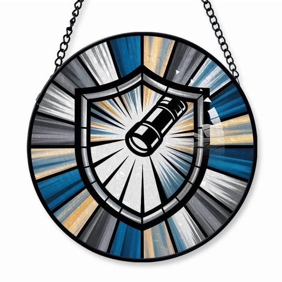 Security Guard Stained Glass Suncatcher Window Hanging  Custom Text Window Hanging Christmas 2025, Unique Gifts for Security Guard, Family, Mom or Dad