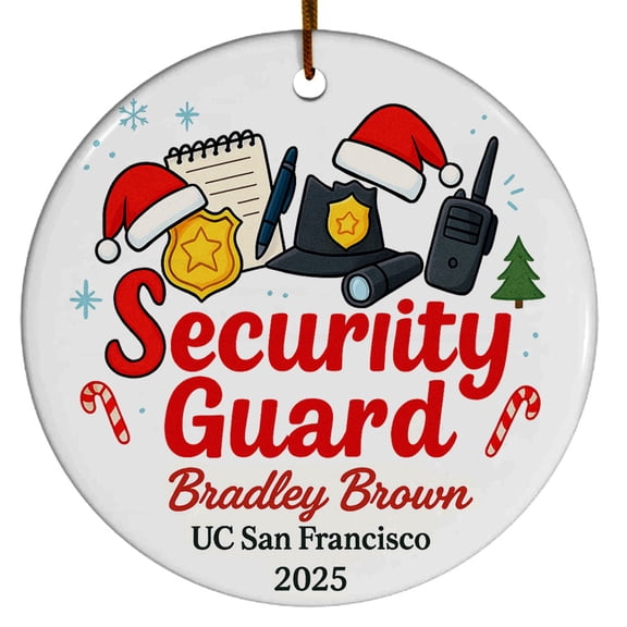 Security Guard Student Ornament, Christmas Ornament 2025, Personalized Gift for Security Guard Student with School Name Year, Class of 2025 Keepsake for Him or Her