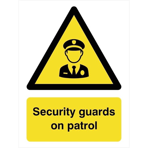 Security Guards On Patrol Metal Tin Sign, Caution Safety Warning Plaque For Home Office Work, Property Patrol Alert Sign, 8x12 Inch
