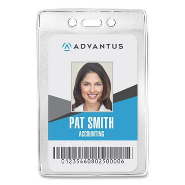 Security ID Badge Holders, Prepunched for Chain/Clip, Vertical, Clear 3.13" x 4.88" Holder, 2.75" x 4.25" Insert, 50/Box | Bundle of 2 Boxes
