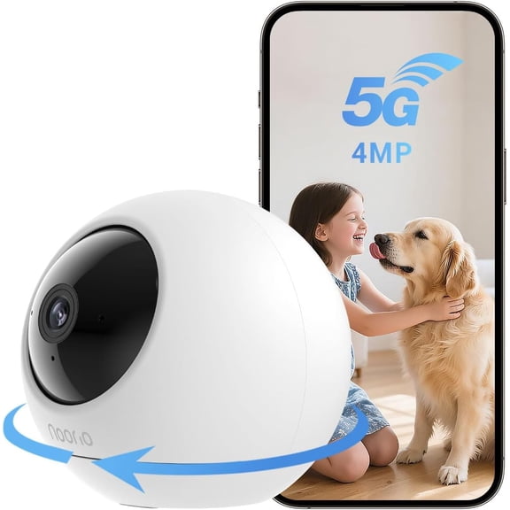 Security Indoor Camera with 5GHz WiFi, 2K UHD Camera, Pet/Dog/Baby Phone app, Night Vision, Human/Pet Auto Tracking, 360 Pan-Tilt, Works Homekit, T110