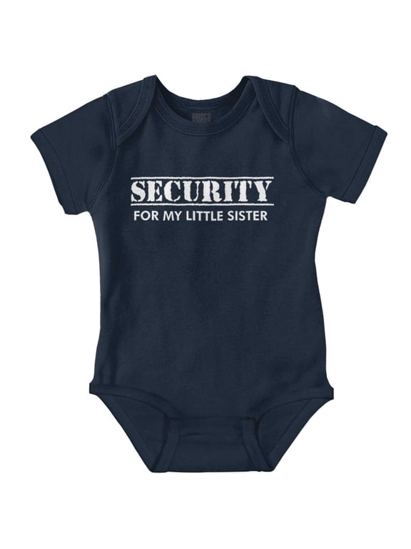 Security Little Sibling Lil Sis Family Romper Boys or Girls Infant Baby Brisco Brands 12M