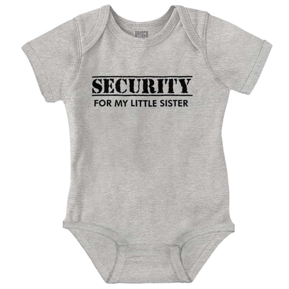 Security Little Sibling Lil Sis Family Romper Boys or Girls Infant Baby Brisco Brands 6M