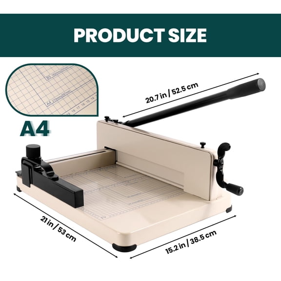 Security Lock A4 Paper Guillotine Cutter, 400 Sheet Thickness Cutting, 12 Inch Heavy Duty Cutter, 21 15.2 20.7 in Manual Trimmer for Commercial & Home Use