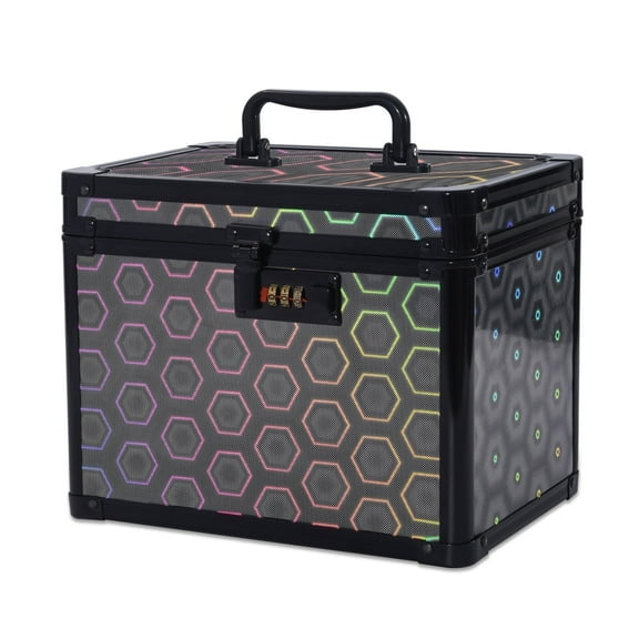 Security Lock Boxes (Black),Lockable Storage Box Medicine,Code Lock Box Jewelry,Combination Lock Box for Office,Cosmetic Storage Box-7.25"x7.75"x10"