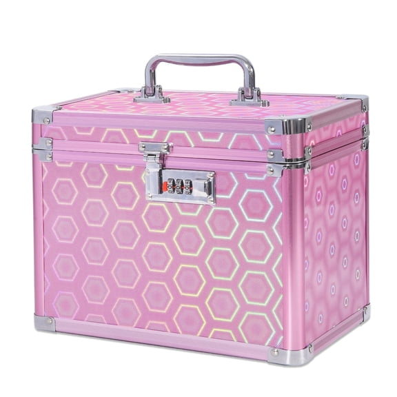 Combination Code Lock Box for Medicine, Jewelry, Cosmetics & Office – 7.25"x7.75"x10" Keyless Security Storage, Rose