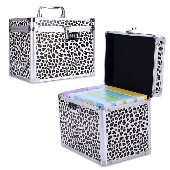 Combination Lock Box Security Medicine Lockable Storage Box for Jewelry, Office Cosmetic Leopard