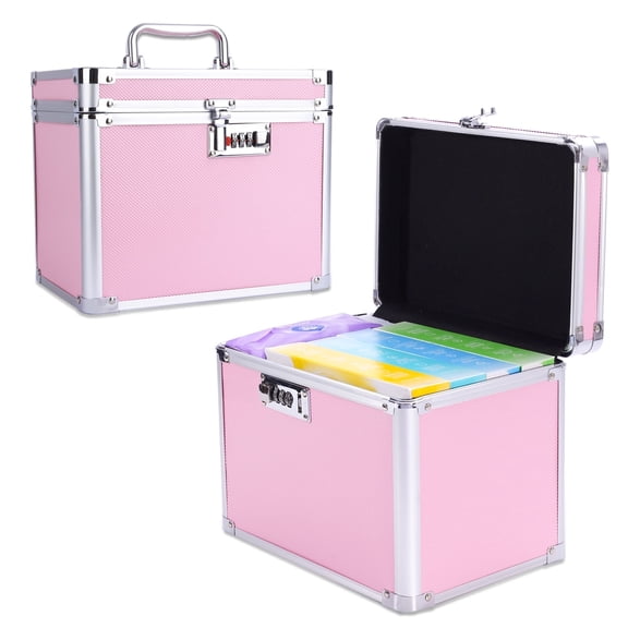 Medicine Lock Box with Code Combination Security Storage Box Pink for Jewelry, Office, Cosmetic(7.25"x7.75"x10")