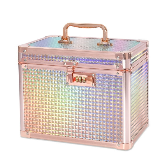 Security Lock Boxes Rose Gold,Lockable Storage Box Medicine,Code Lock Box Jewelry,Combination Lock Box for Office,Cosmetic Storage Box-7.25"x7.75"x10"