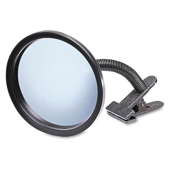 Security Mirror, 7 Inch Convex Clip-On Mirror - Portable Surveillance Mirror for Home, Office, Workbenches - See All ICU7, Black 7"L x 7"W