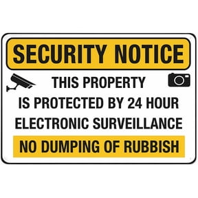 Security Notice Property Protected By 24Hr Electronic Surveillance Sign - 12×8 Inches, Outdoor Alert, Home Business Driveway Security Decor