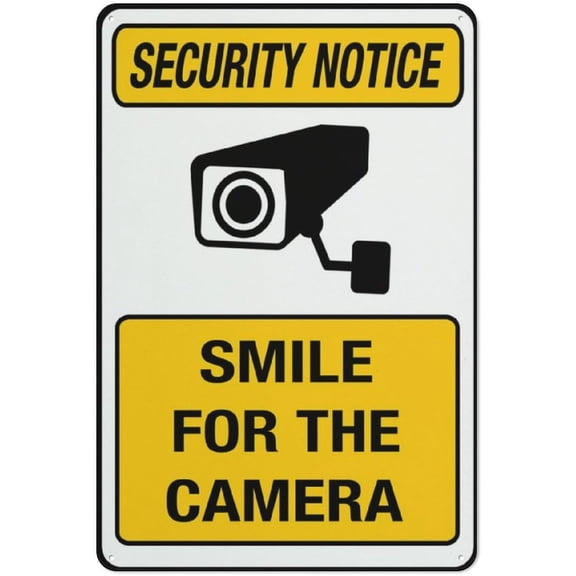 Security Notice Smile For The Camera Outdoor Safe Sign - 8"x12", UV Protected, Weatherproof - Home, Business, Office, Retail Store Alert