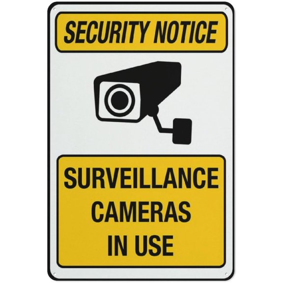 Security Notice Surveillance Cameras In Use Aluminum Sign - 8"x12", UV Protected, Waterproof, 4 Pre-Drilled Holes - Office, Store, Parking Lot, Bank