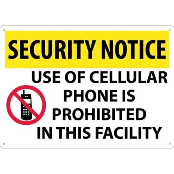Security Notice Use Of Cellular Phone Is Prohibited Sign Metal Sign 8x12 Inch for Security Use