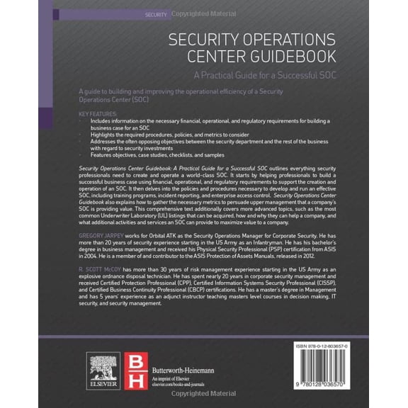 Pre-Owned Security Operations Center Guidebook: A Practical Guide for a Successful SOC [Paperback] Jarpey, Gregory and McCoy, Scott