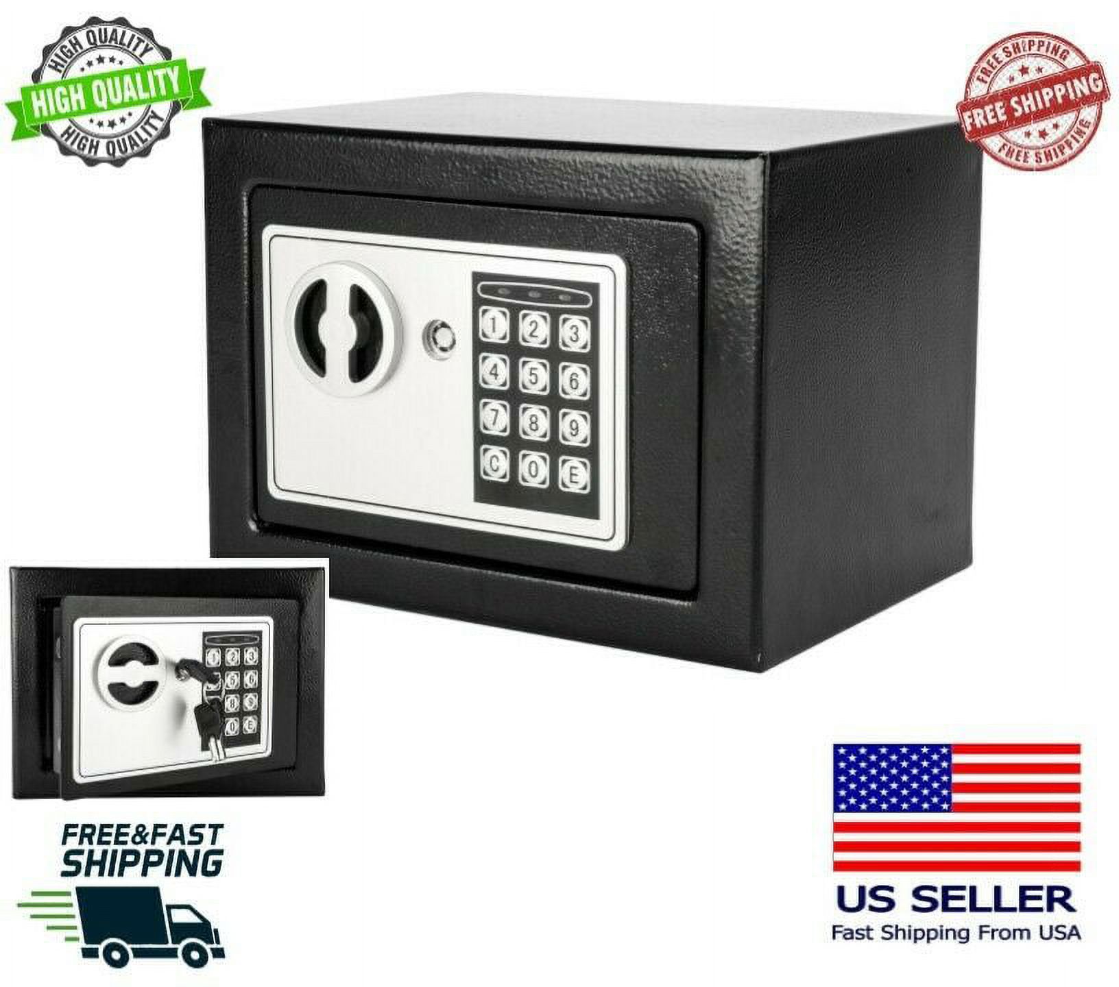 Security Safe - Digital Safe, Electronic Steel, Fireproof Lock Box with Keypad to Protect Money, Jewelry, Passports for Home, Business or Travel Black (Black) - image 1 of 9