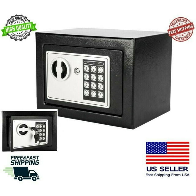 Security Safe - Digital Safe, Electronic Steel, Fireproof Lock Box with Keypad to Protect Money, Jewelry, Passports for Home, Business or Travel Black (Black)