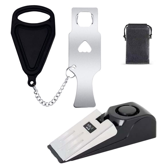 Security Safety Door Lock & Door Stop Alarm for Hotel Travel Portable W/ Pouch Unbranded