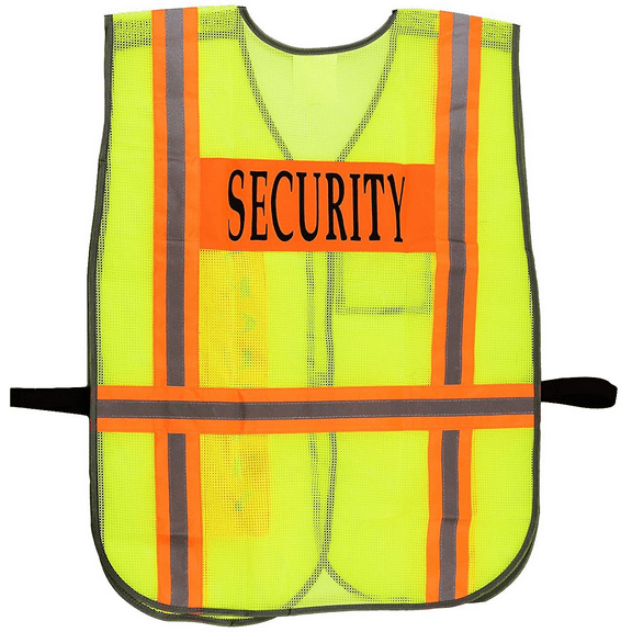 Security Safety Vest with Reflective Strips, One Size Fits All - Neon Lime / 1-pc