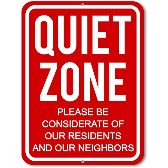 Security Sign 8X12 Inch Warning Signs Quiet Please Signs, Quiet Zone Please Be Considerate Of Our Residents And Our Neighbors Robust Wall Hanging Decor For Home, Kitchen, Yard, Bar, Cafe, Club