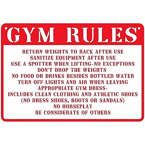 Security Sign Gym Rules Return Weights Rack After Use - 12×8 Inches, Tin Decor, Street Warning Gym Safety Decor