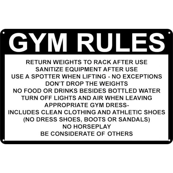 Security Sign Safety 8x12 Tin Sign Decor Street Warning Gym Rules Return Weights Rack After Use