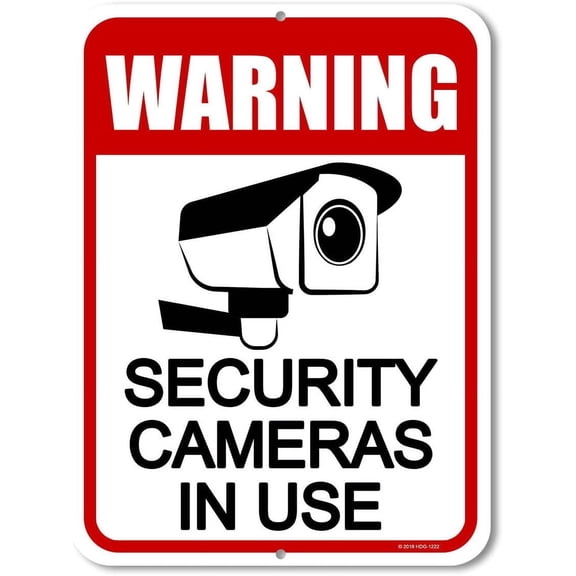 Security Sign for Yard Warning Security Cameras in Use 8"x12" Inch Neighborhood Watch Sign Warning Sign Funny Home Club bar Wall Art Decoration Retro Metal Tin Signs