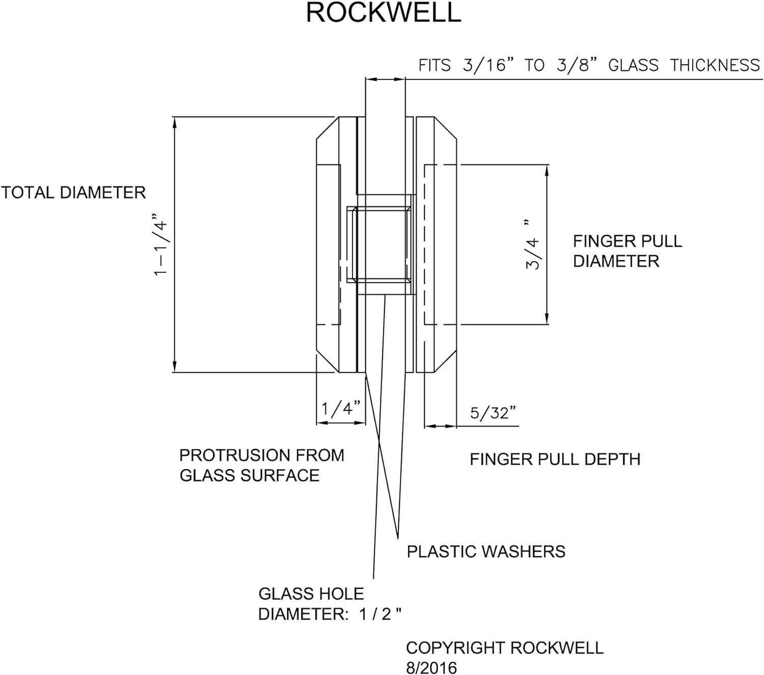 Security Sliding Shower Door Finger Pull 11/4 Inch Diameter In Oil