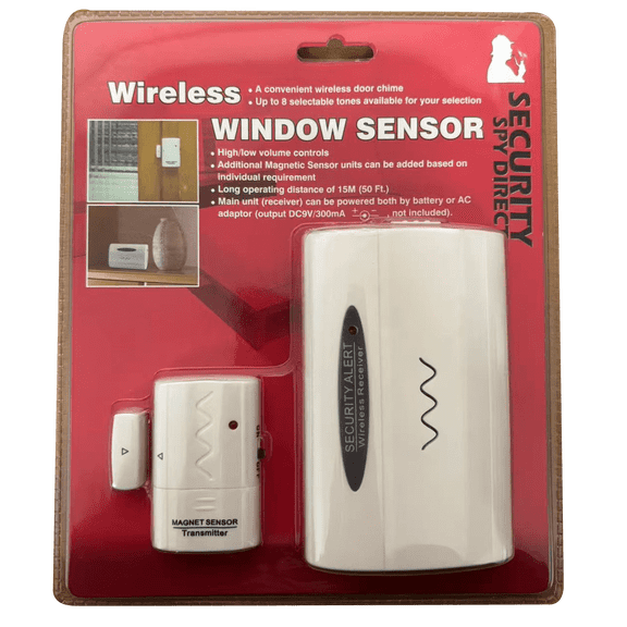 [Security&Spy] Wireless Window Sensor Door Chime  8-Tone Entry Alert with Volume Control, Battery or DC Power, 50 Ft Range