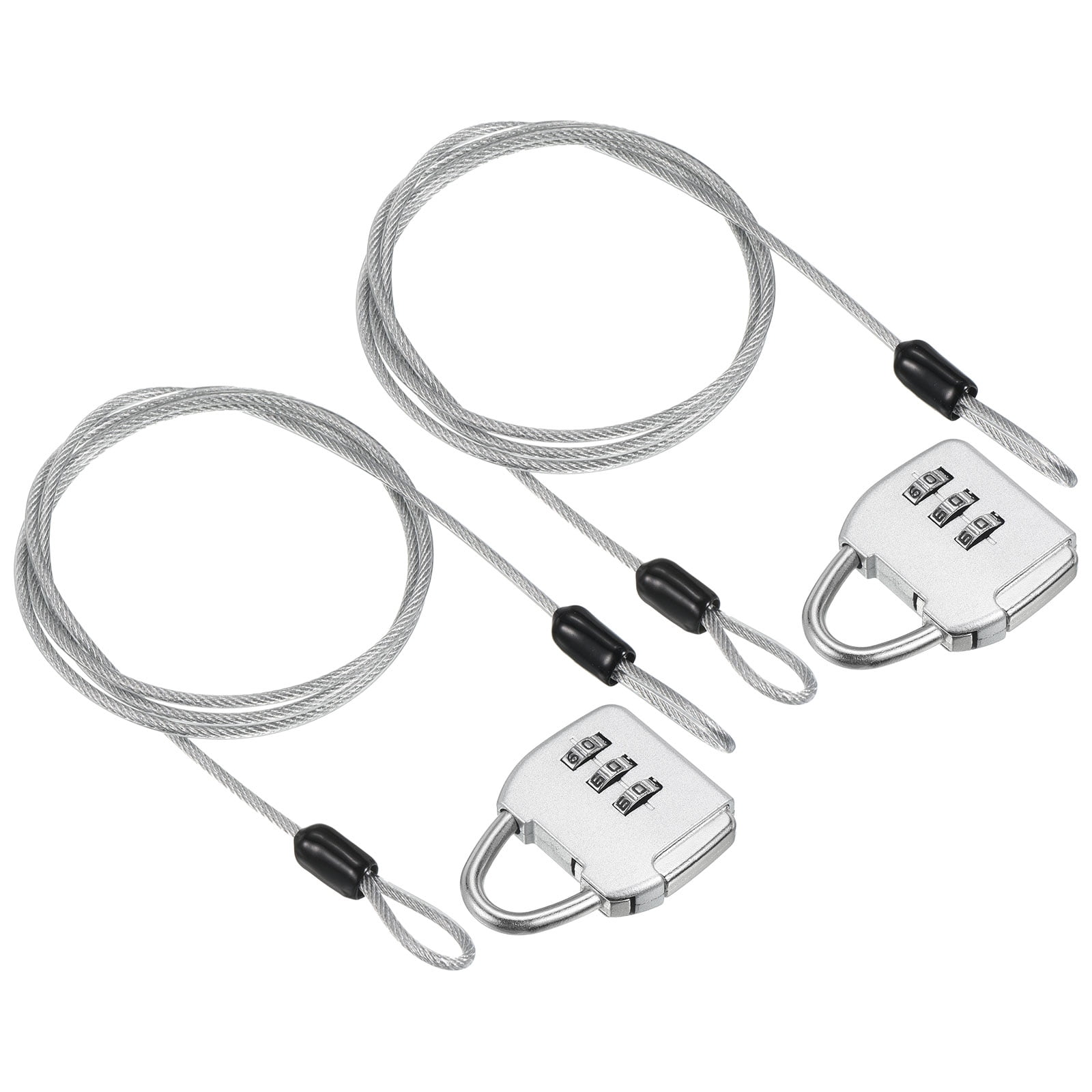 Security Steel Cable with 3 Digit Combination Lock, 2Set Travel Padlock ...