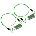 thumbnail image 1 of Security Steel Cable with 4 Digit Combination Lock, 2 Set 1.6Ft Coated Safety Wire Rope Double Loop Padlock, Green, 1 of 7