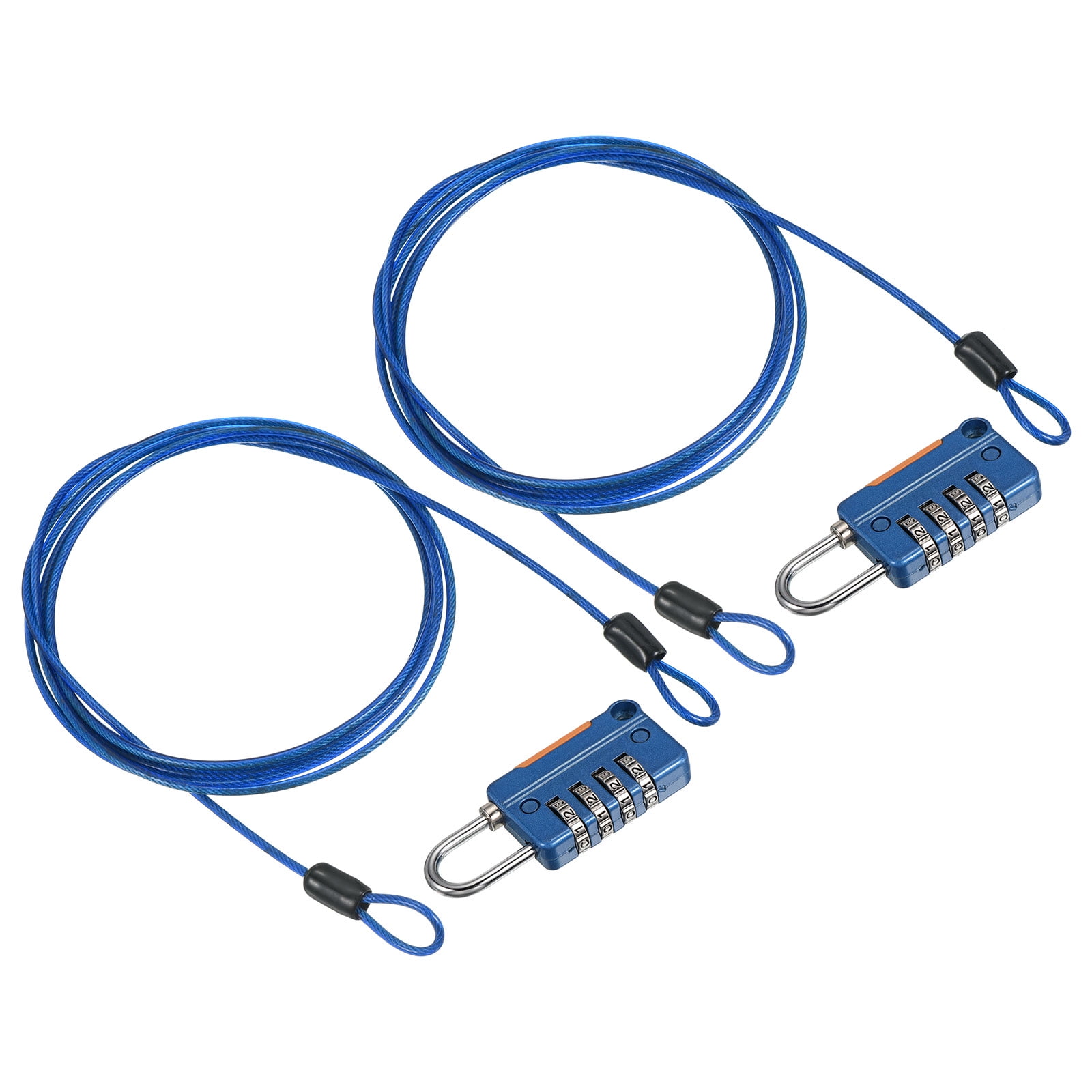 Security Steel Cable with 4 Digit Combination Lock, 2 Set 6.6Ft Coated ...