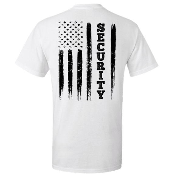 Security T-shirt American Flag Security Staff First Responder Flag Short Sleeve T-shirt-White-5xl