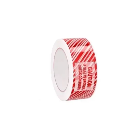 PSBM Security Tape, 2.83 Inch x 110 Yards, 24 Rolls, 1.9 Mil, Red/White Stripes, Tamper-Evident for Packaging, Sealing