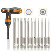 Security Torx Screwdriver Bit Set,T6-T40 Torx Bit Set 1/4 inch Ratcheting Magnetic Screwdriver Handle,4" Long