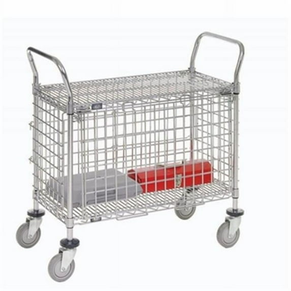 Security Utility Cart- Chrome - 18 x 36 x 38 in.