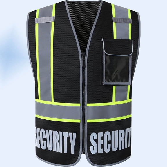 Security Vest Reflective Safety Vest with Pockets and Front Zipper Mesh High Visibility Vest