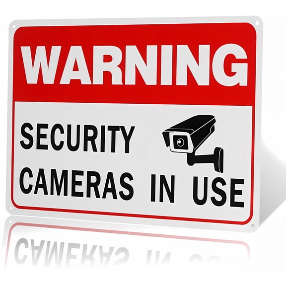 Security Warning Video Surveillance No Loitering Private Property Sign (Purple) - 12×8 Inches, No Trespassing Beware of Dogs, Home Business Security Decor