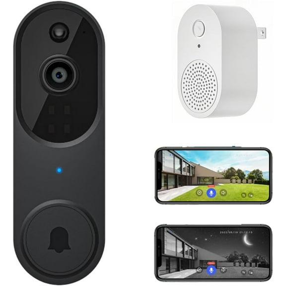 Security doorbell, 1080p wireless video doorbell camera with intelligent AI human detection, battery-powered, two-way talk, live view, night vision, 2.4G WiFi only, cloud storage, indoor and outdoor