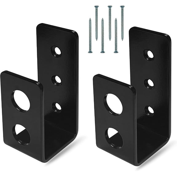 SecurityMan Heavy Duty Door Barricade Brackets – 2 Pack U Brackets Hold 2x4 Bar, 700 lbs Force, Rust-Proof Iron for Indoor/Outdoor Door Security