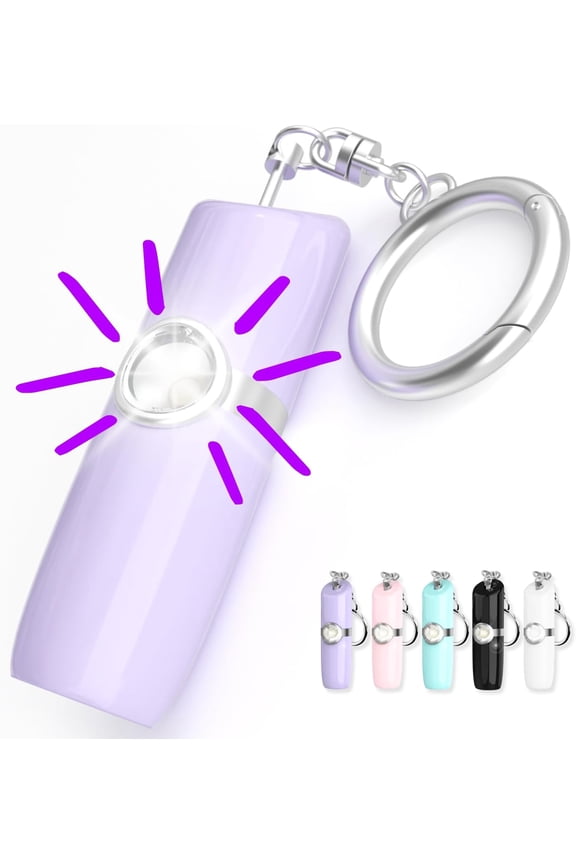 Securityman Personal Alarms for Women | Safety Alarm Keychain (Loud 130dB Siren and SOS Strobe Light) Everyday Self Defense Security Alarm Protection Device (Purple)