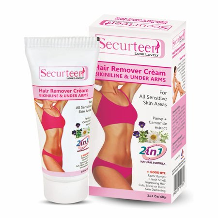 Securteen Hair Remover Cream With Pansy & Chamomile extract 60g for Bikini Line & Underarms, Senstive skin - pack of 1