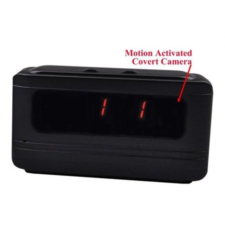 Secuvox Motion Detection HD Covert Camera Talking Alarm Clock with Soothing Music (Black)